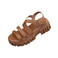 thumbnail image 6 of Xucatan Women's Chunky Platform Sandals, Round Toe Open Toe Slides with Thick Sole and Buckle Ankle Strap, Faux Leather Multi Strap Beach Shoes, Versatile Summer Casual Footwear Gift, 6 of 9