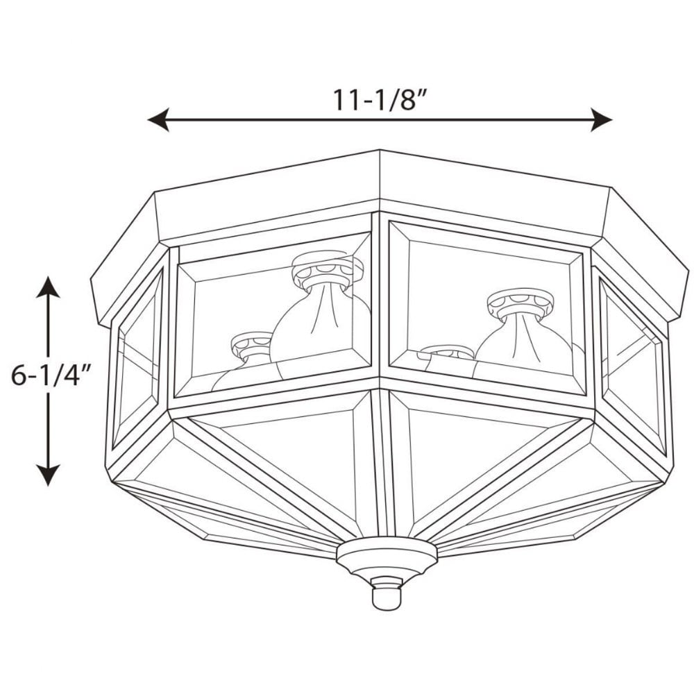 Four-Light Beveled Glass 11-1/8" Close-to-Ceiling