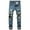 Blue, variant on WREESH Men's Ripped Jeans Slim Fitting Destroyed Denim Pants Casual Cotton Straight Trousers Jeans Pants Full Length Pants Black