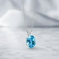 thumbnail image 4 of Gem Stone King 14K White Gold Swiss Blue Topaz Pendant Necklace for Women (4.00 Cttw, Gemstone November Birthstone, Oval 11X9MM, With 18 inch Chain), 4 of 4