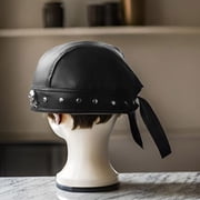 Hukai Hip Hop Dark Durag Doo Rag Skull Hat Durag Pirate Hat for Street Strolling PU Photo Props Grunge Photo