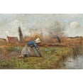 thumbnail image 2 of Jean-Baptiste-Camille Corot 24x17 Black Ornate Framed Double Matted Museum Art Print Titled: Kneeling Farm Picking Dandelions (circa 1865), 2 of 5