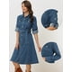 thumbnail image 3 of Vestido Camisero de Mezclilla para Mujer Allegra K con Botones de Manga Larga Cinturón Clásico Jean Azul M, 3 of 6