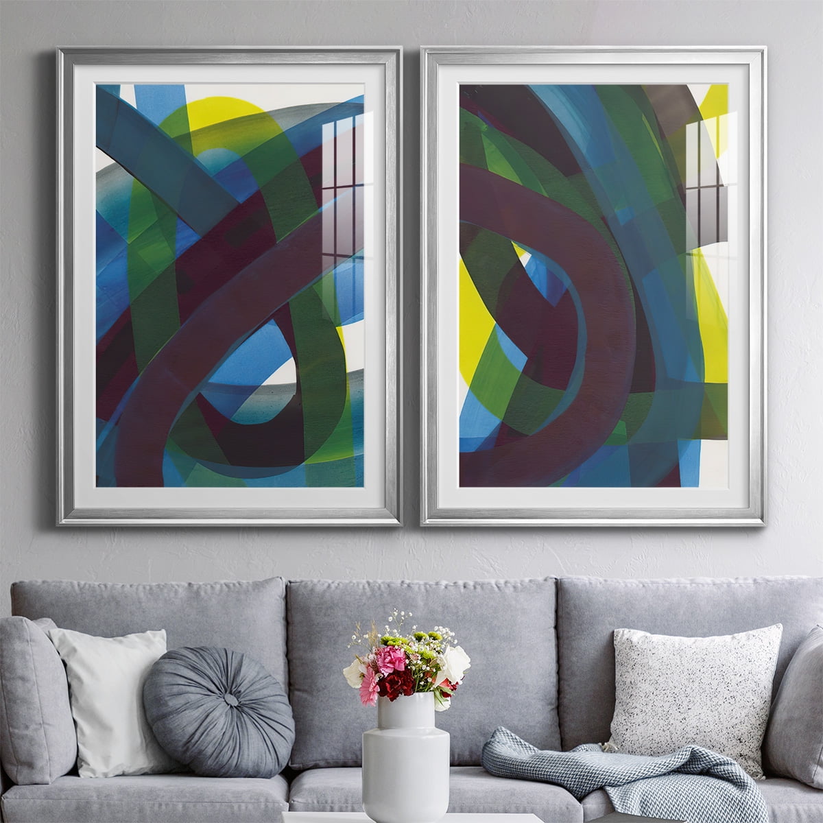 Wexford Home Cool Network I Premium Framed Print, 26.5" x 36.5" - Ready to Hang, Silver (Set of 2)