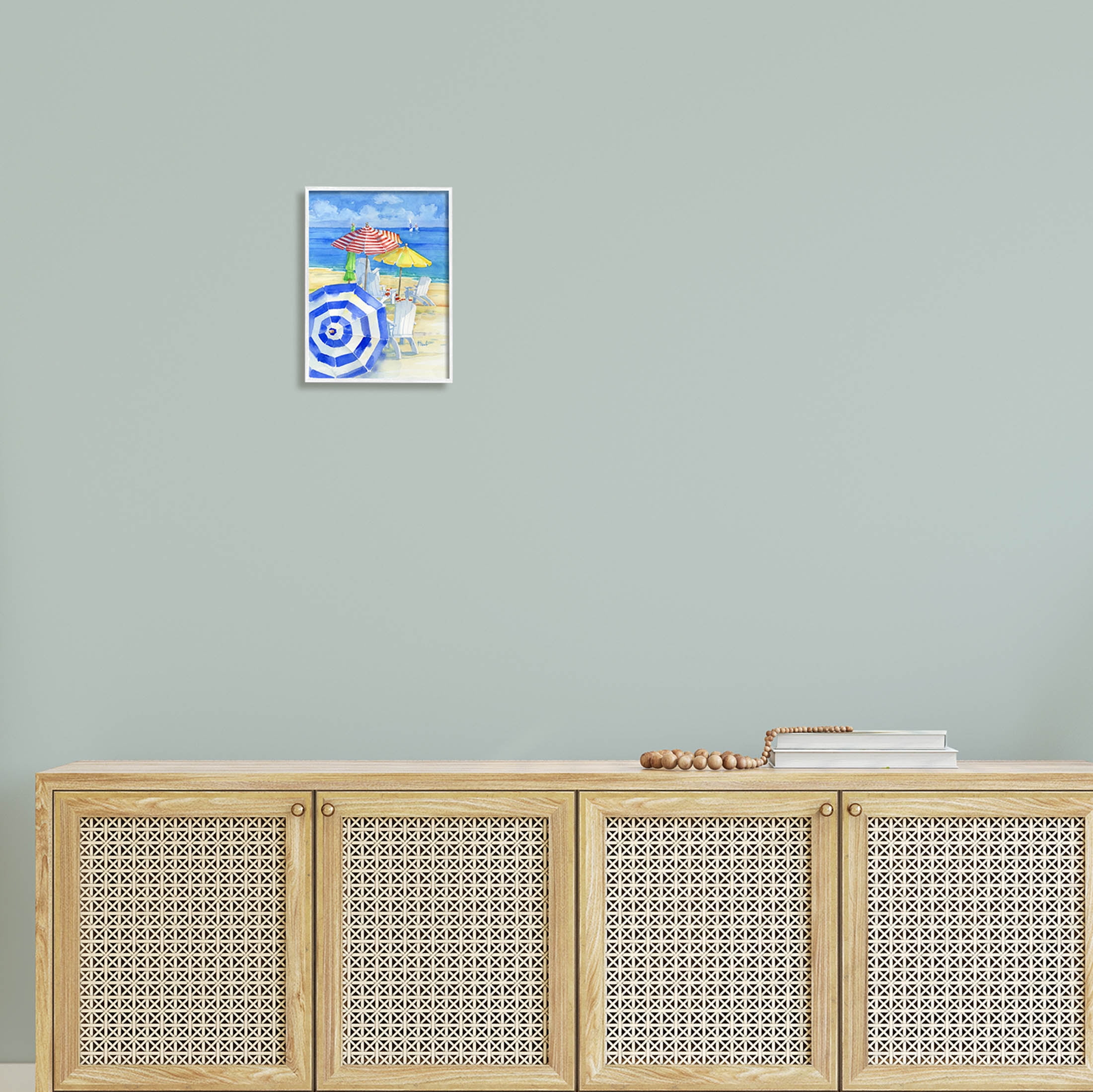 Stupell Industries Summer Beach Coast Ocean Waves Painting White Framed Art Print Wall Art, Design by Paul Brent