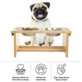thumbnail image 3 of Petmaker Elevated Dog Pet Bowls with Stand - 7-Inch Bamboo Feeder with 2 Stainless Bowls - Hold 20oz, 3 of 6