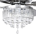 thumbnail image 6 of Dextrus 52 Inch Chandelier Ceiling Fan with Light and Remote, Crystal Fan Light, Indoor Outdoor Ceiling Fan - Chrome, 6 of 11