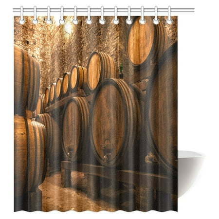 Italian Wine Boxes - MYPOP Winery Decorations Shower Curtain, Barrels for Storage of Wine Italy Oak Container in Cold Dark Underground Cellar Fabric Bathroom Shower Curtain 60 X 72 Inches