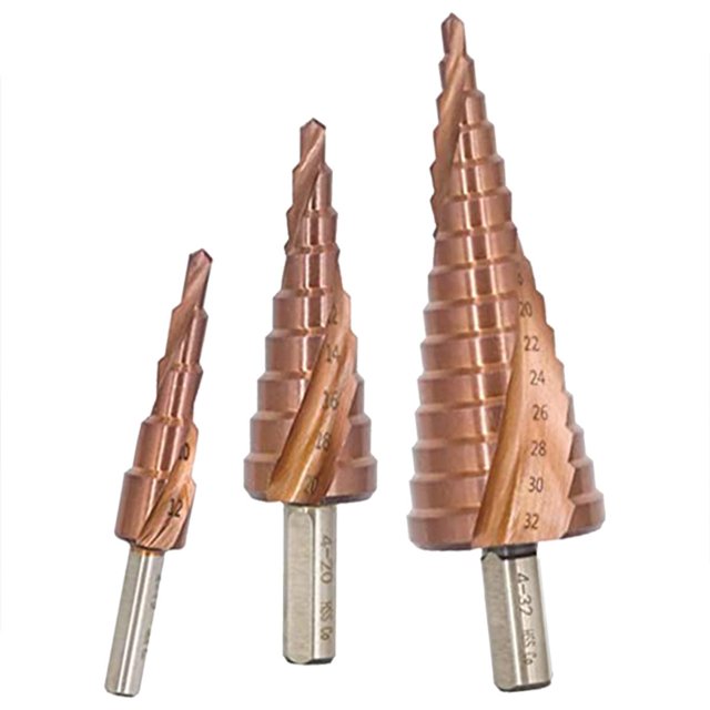 Brocas para Perforar Aluminio CobaltBroc 15pzs No.4 al 122032 Café Acero Broca Escalonada Cónica Espiral