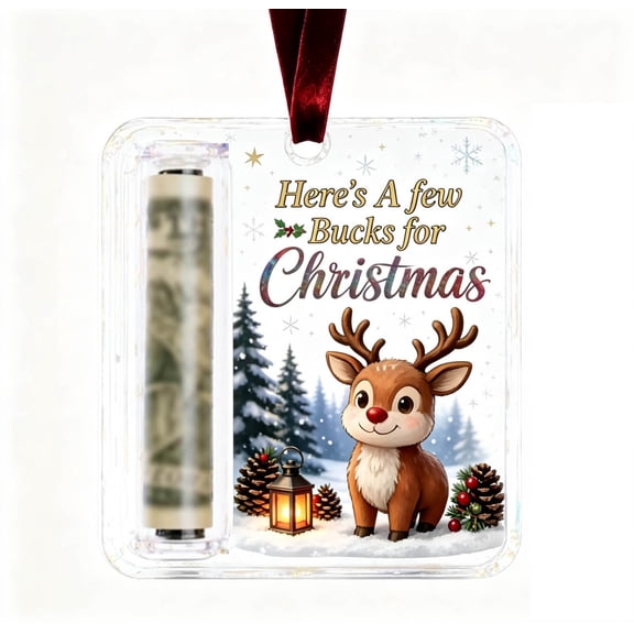 Christmas Cash Gift Holder Ornament,Crystal-Clear Christmas Cash Money Holders,Funny Xmas Tree Hanging Ornaments Decor,Great Holiday Gifts