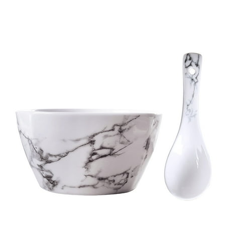 

1 Set Marbled Ceramic Rice Bowl Salad Bowl with Spoon (Assorted Color)
