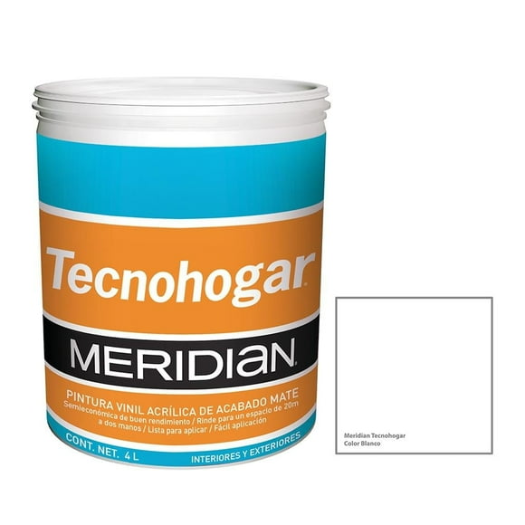 Pintura Meridian Tecnohogar Color Blanco 4 Litros