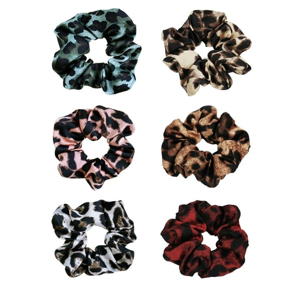 Paquete de 6 coleteros para el pelo con estampado de leopardo estilo animal para mujer, coleteros de guepardo, lazos para el pelo de leopardo, soporte para cola de caballo de gasa (paquete de 6 colete