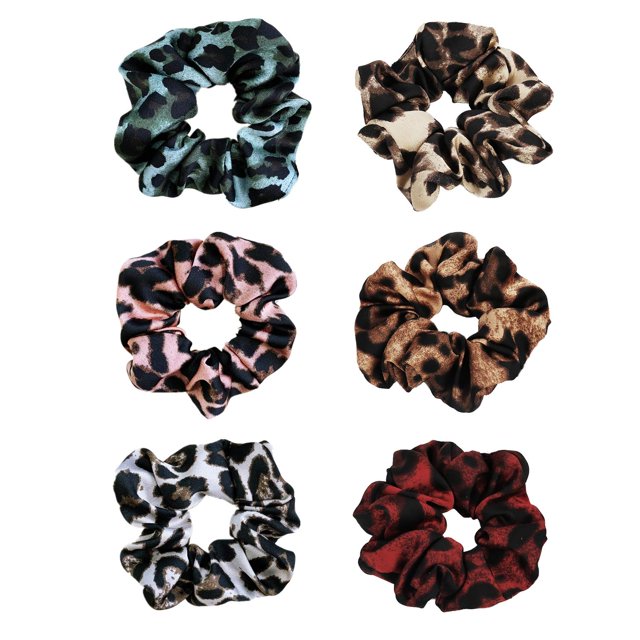 Paquete de 6 coleteros para el pelo con estampado de leopardo estilo animal para mujer, coleteros de guepardo, lazos para el pelo de leopardo, soporte para cola de caballo de gasa (paquete de 6 colete
