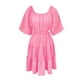 thumbnail image 4 of Vestido de mujer con cuello cuadrado y mangas acampanadas - Color liso, sin cintura, falda en capas, mangas cortas, 4 of 4