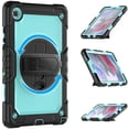 thumbnail image 2 of Case for Samsung Galaxy Tab A7 Lite 2021 8.7 inch with Screen Protector, 360 Degree Rotating Kickstand Hand Strap Heavy Duty Shockproof Cover with Shoulder Strap, Sky Blue PC, 2 of 7