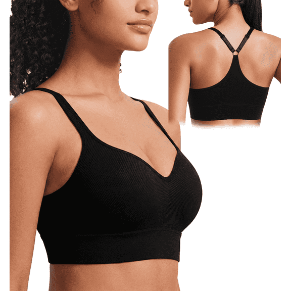 SOMER Sports Bras for Women Athletic Bras Criss-Cross Back Wireless Padded Yoga Bras Workout Seamless Racerback Medium Impact Sports Bras