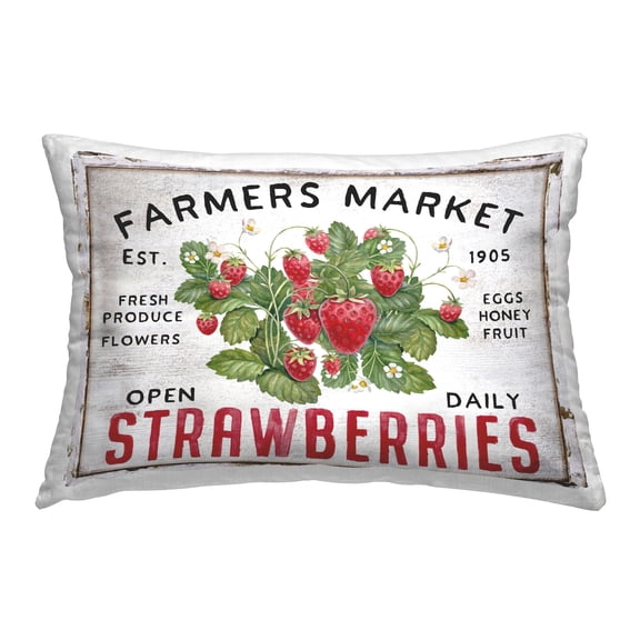 Stupell Industries Farmers Market Strawberries Decorative Printed Throw Pillow Design by Creatif Belle.