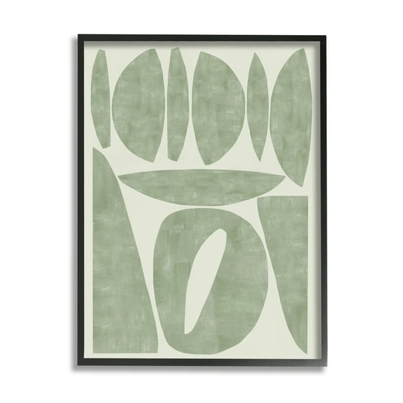 Stupell Industries Modern Green Shapes Abstract Painting Black Framed Art Print Wall Art, 11 x 14