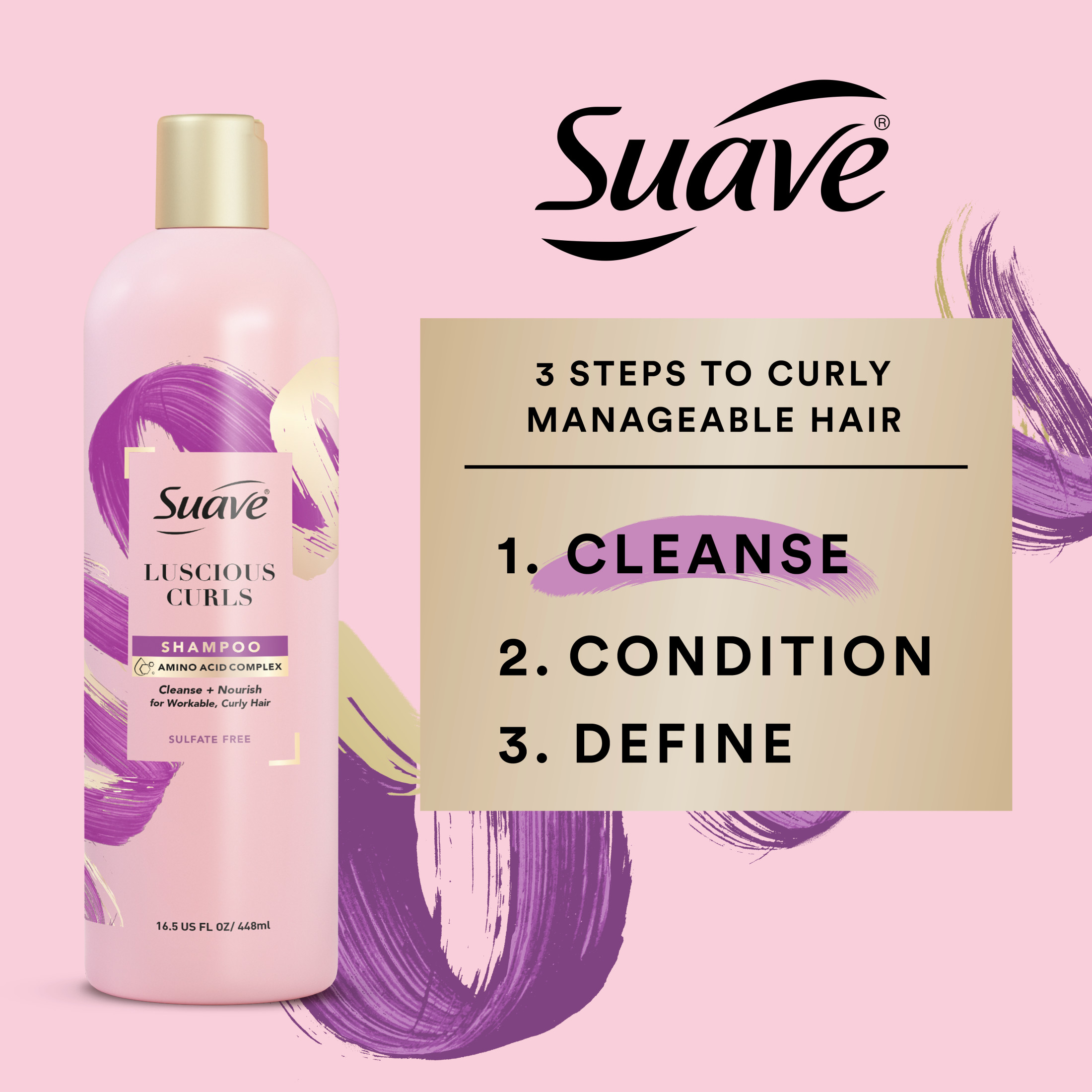 Suave Pink Luscious Curls Curl Defining Shampoo with Amino Acid Complex, 16.5 oz - image 5 of 12