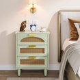 thumbnail image 2 of Resenkos Elegant Wood Nightstand, 20" Side Cabinet With 3 Drawers, Space-Saving Storage For Bedroom, Green, 2 of 12