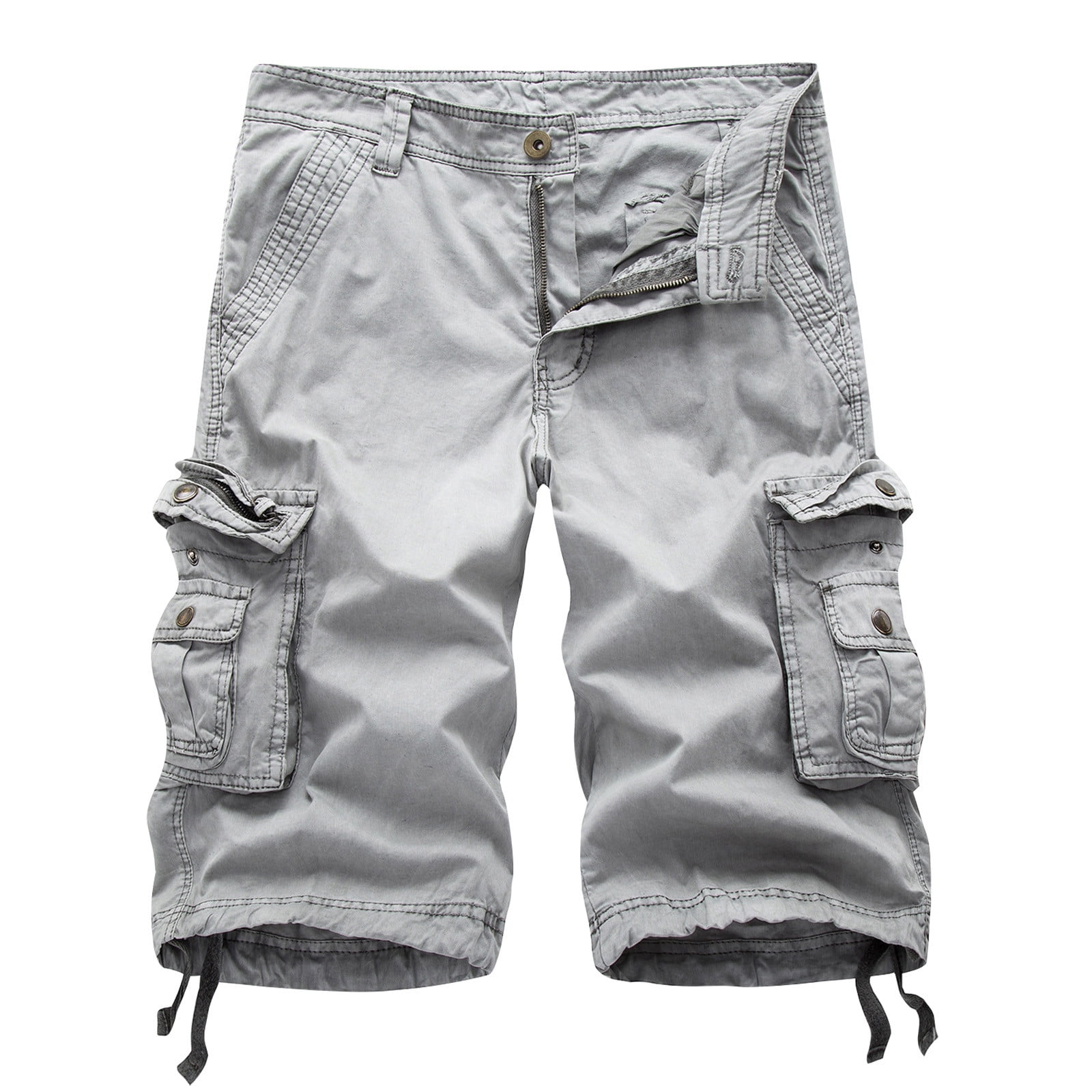 Men's Classic-fit Cargo Stretch Shorts Above The Knee Length Pocketed ...