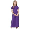 thumbnail image 5 of GERsome Girls Maxi Solid Color Dress Short Sleeve Holiday Dresses with Pockets 4-14 Years, 5 of 9