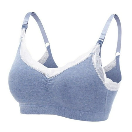 

Wisremt Nursing Bra Cotton Lace Upper Buckle Pregnant Women No Steel Ring Nursing Bra Feeding Gathered Bra