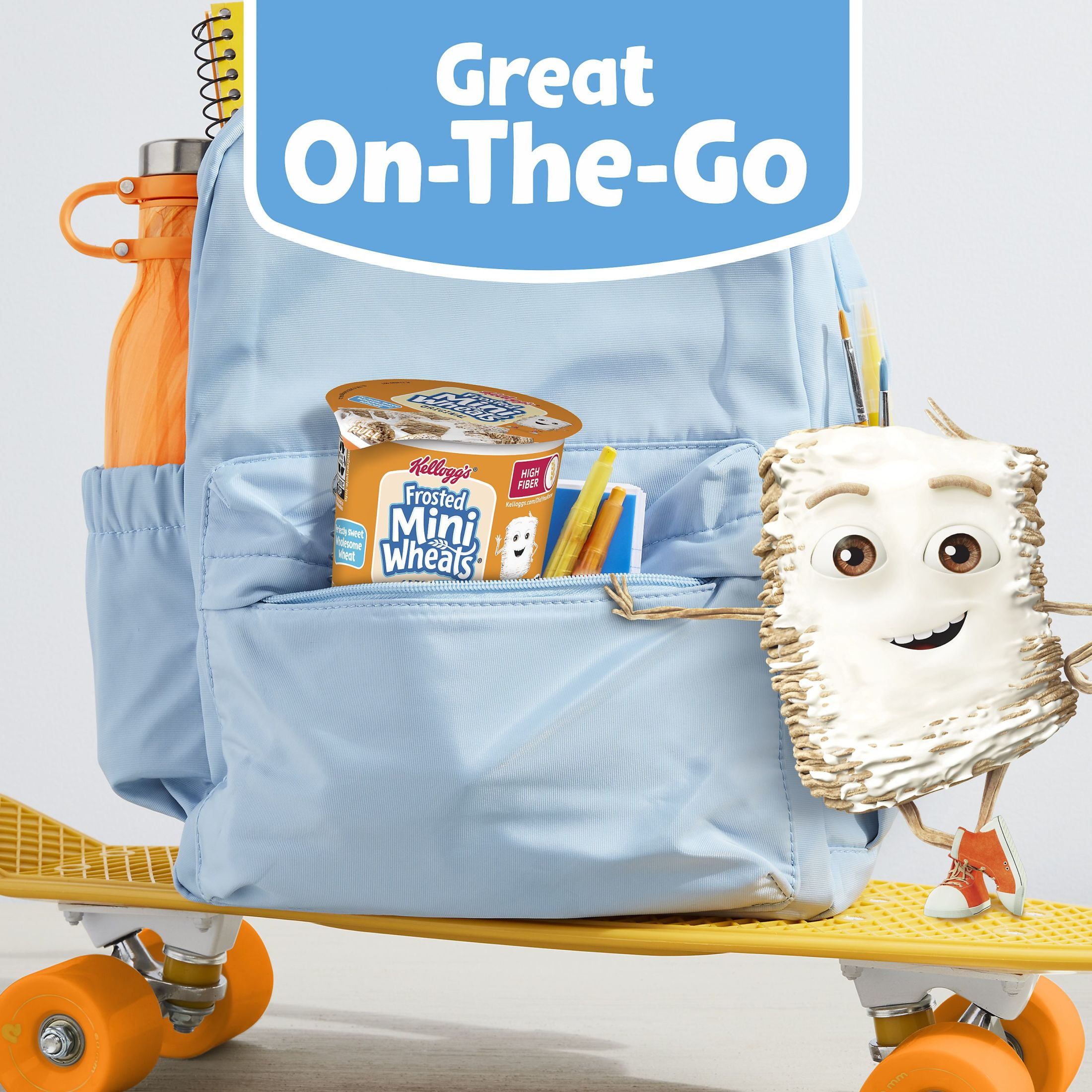 Kellogg's Frosted Mini-Wheats Breakfast Cereal Cups, High Fiber Cereal, Kids Snacks, Original, 30oz Case (12 Cups)
