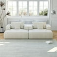 thumbnail image 3 of 55" Oversized Chaise Lounge Chair Indoor Chenille Sofa Bed with Throw Pillows Recliner Chair Comfy Sleeper Chair Sofa Couch for Living Room, Bedroom, Apartment,Beige, 3 of 8