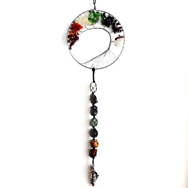 Cristales Piedras Portátil Cuelga Decoración DIY Pared Arte Colgantes Montado en la pared Presentes Adornos Accesorios Salón Coche Silver Wire Sweethay HA047833-02