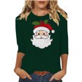 thumbnail image 2 of Gamivast Womens Christmas Shirts Three Quarter Sleeve Tops Christmas Santa Crew Neck Shirt Funny Xmas Holiday Graphic Tee Family Holiday T-Shirt Blouse Casual Loose Fitting Pullover, 2 of 5