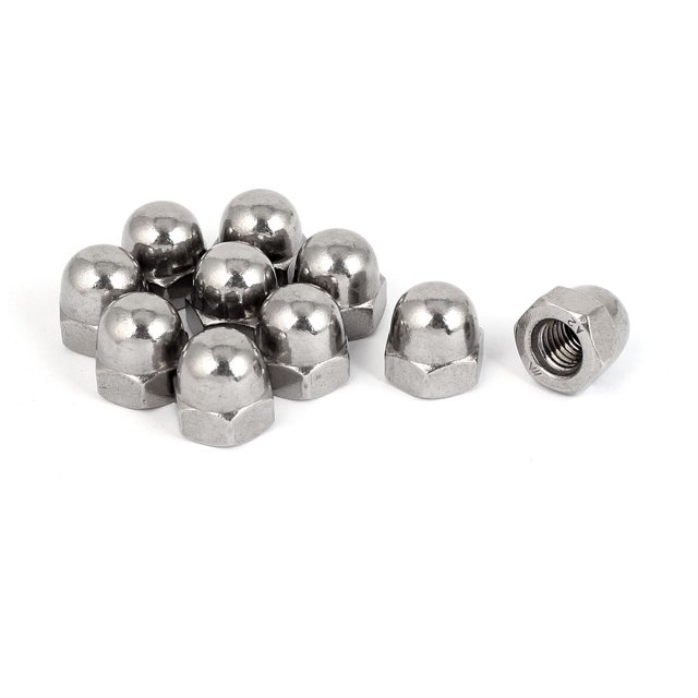 Tuercas hexagonales de tapa de cabeza de domo de acero inoxidable 316 con rosca M10, 10 piezas