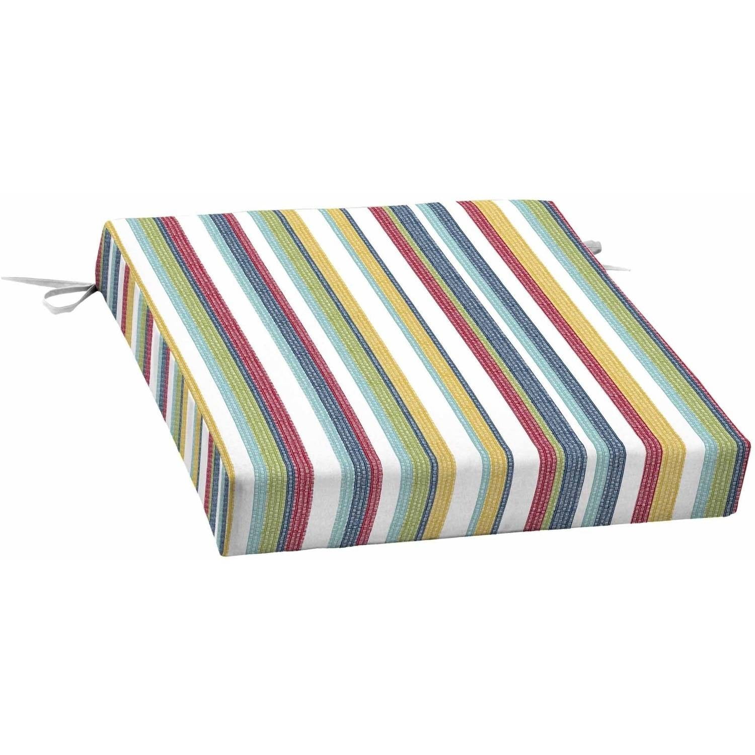 Mainstays Multi Dot Stripe 21" x 21" Outdoor Patio Dining Seat Cushion