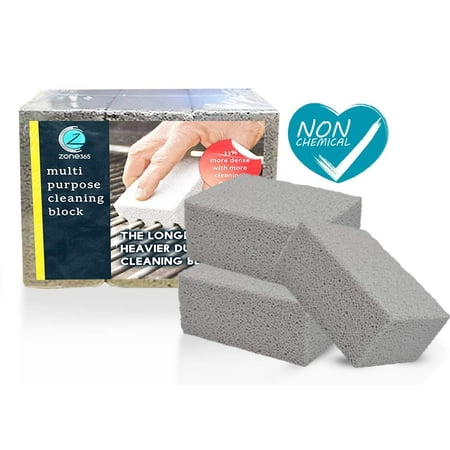 Grill Stone Cleaning Block | Cleaning Stone | Odorless & 100% Ecological | Removes Rust Grease Residues Stains & De-Scales | More Dense Material Lasts 33% Longer | A Must Have for All Homes. (3 (Best Way To Remove Oil Stains From Concrete)