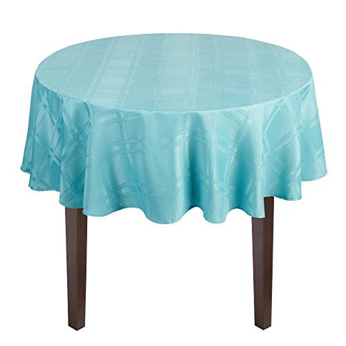 Hiasan Round Tablecloth 70 Inch Waterproof Stain Resistant Spillproof Fabric Washable Table Cloth for Dining Room Kitchen Party Turquoise