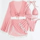 thumbnail image 1 of Traje de baño para mujer, traje de baño de cuatro piezas, bikini liso con vendaje, push-up, acolchado, traje de baño, conjunto de ropa de playa, trajes de baño para mujer, 1 of 5