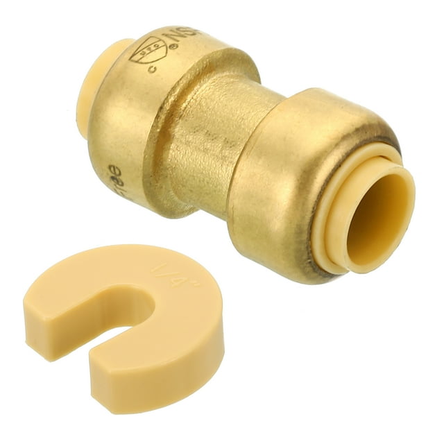 Unique Bargains 1/4 X 1/4 Inch Push Plumbing Fitting, Brass Quick Straight Coupling Fittings with Disconnect Tool