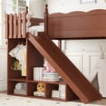 thumbnail image 6 of Harper & Bright Designs Twin Size Loft Bed with Wardrobe and Storage Shelves, Solid Wood Loft Bed Frame with Detachable Slide and Ladders, Antique Natural, 6 of 14