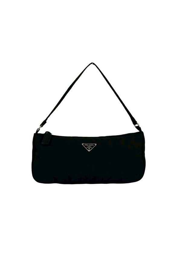 Pre-Owned PRADA Mini Handbag/Accessory Pouch/Small Item Case with Triangle Logo Plate Hardware,...