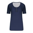 thumbnail image 4 of UYISJ Women's Short Sleeve V Neck Ribbed Knit Button T Shirts Henley Solid Color Summer Tops, 4 of 4
