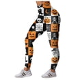 thumbnail image 5 of COMVALUE Halloween Leggings for Women High Waist Printed Yoga Pants Holiday Tights Costume Plus Size Yellow Size S, 5 of 7