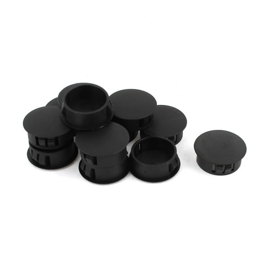 SKT-25 Black Plastic Round Snap in Mounting Locking 25mm Panel Hole Plug 12 Pcs