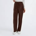 thumbnail image 5 of WULMLEO Ribbed Corduroy Pants Women Comfy Elastic High Waisted Straight Leg Pants with Pockets Pull On Work Trousers Slacks Coffee XL, 5 of 5