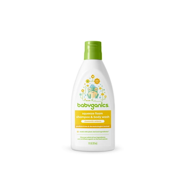 Babyganics Baby Shampoo + Body Wash Squeeze Foam, Chamomile Verbena, 7
