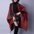 thumbnail image 1 of Manta de Capa Cálida para Mujer Cárdigan de Tela Escocesa con Chal de Poncho con Frente Abierto para Mujer - rojo, Única BLESIY Capa delantera abierta para poncho, 1 of 8
