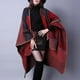 thumbnail image 1 of Blusa Estampado Poncho Capa Cárdigan Bloque de color Te Duradero rojo Colcomx Capa delantera abierta para poncho, 1 of 8