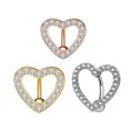 thumbnail image 1 of 3 pcs Heart Inverted Navel Piercing Surgical Steel Navel Piercing Ring Reverse Belly Button Ring Heart Belly Bar Piecing Navel Barbell Jewelery Women Jewelry, 1 of 5