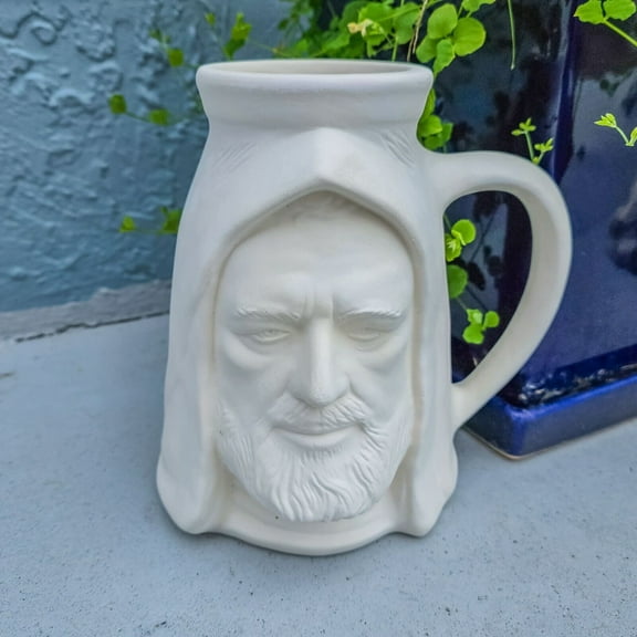 Star Wars Obi Wan Kenobi Mug 9" IN STOCK Ceramic Bisque Ready To Paint Pottery 