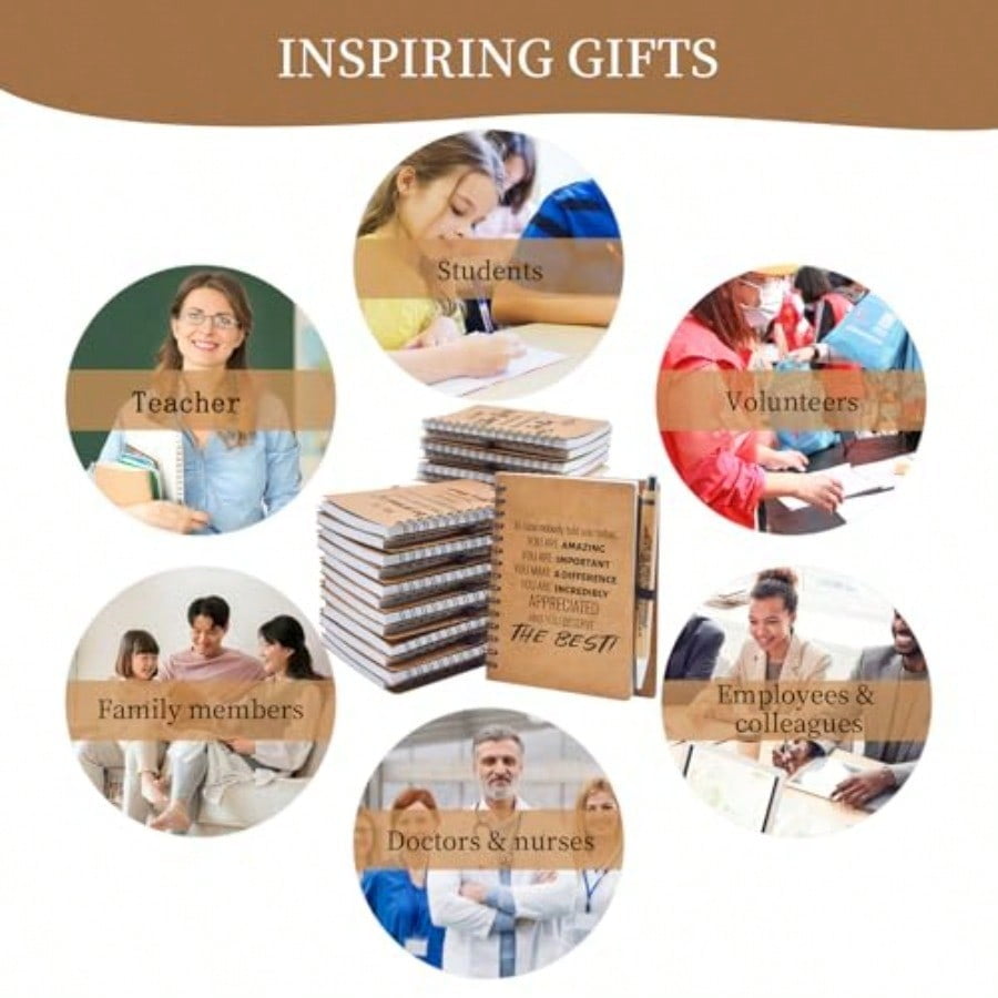 60 Pcs Employee Appreciation Gifts Bulk -30 Sets of Inspirational Notebooks with Motivational Pens Small Notepads for Coworkers Office Staff Team Volunteer Group Teachers Thank You Gifts